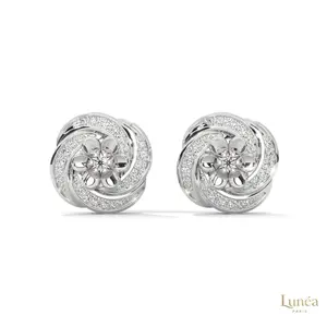 0.40 CT. Floral Cluster Diamond Stud Earrings | Lab Grown | 14K Gold & Platinum