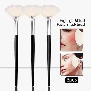 3PCS Wooden Handle Soft Fan Brushes for Highlighter Blush and Contour, Versatile Makeup Tool for Creating Dimensional Looks, Soft Cosmetic Brushes
