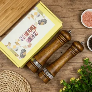 2pcs 8-in Wooden Manual Pepper Grinders, Adjustable Roughness Kitchen Seasoning Utensils, High-End Home Use Tools, Holiday Gift Option