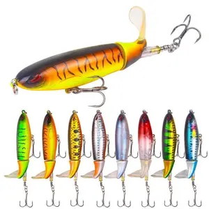 Top Water Fishing Lures with Hooks, Easy Catch Plopper Lure for Freshwater or Saltwater, Floating Lures for Bass Catfish Pike, Surface Wobble PoPobait Bass Baits Fishing Gifts for Men