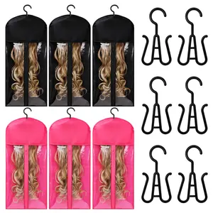 3 PCS Wig Storage Bags with Hanger, 23.6" x 11.8"Wig Storage for Multiple Wigs,Breathable and Easy Carry Home Hair Travel Use