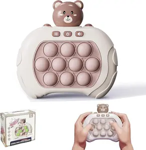 Handheld Light up Pop Game, Fast Puzzle Game Machine Autism Sensory Toys, Quick Push Puzzle Pop Game It Fidget Toys Pro for Kids Adults, Push Bubble Stress Toy, National Day Birthday Gifts for Boys Girls, Brown Bear