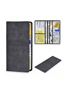 Driver's License Leather Case Car Document Holder Wallet Card Organizer Passport Cover, Durable PU Material, Essential Vehicle Accessory