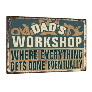 Dad's Workshop Metal Tin Sign - Vintage Garage Wall Art Suitable for Home, for Man Cave, Tool Room - Father's Day Gift, 7.9x11.8 Inches ( Metal Retro Tool Shed Decorations)