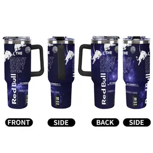 Red Bull Night Shift Edition 20oz & 40oz Insulated Tumbler, stainless steel with handle, perfect for night workers, nurses, and late-night grinders, trendy space-themed gift for energy drink lovers.