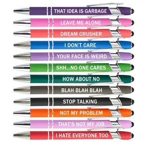 Funny Sarcastic Ballpoint Pen, 12pcs/set Office Touch Screen Stylus Pen, Ink Pen for Office School Student