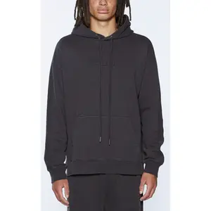 Biggie Inverted Hoodie - Oversized Black Fleece Pullover with Front Pocket, Hooded Design, Suitable for Men