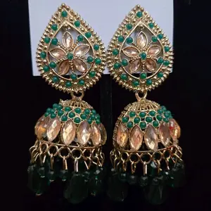 Gorgeous Jhumkas with Decorative Beads, Elegant Design, Perfect for Any Occasion