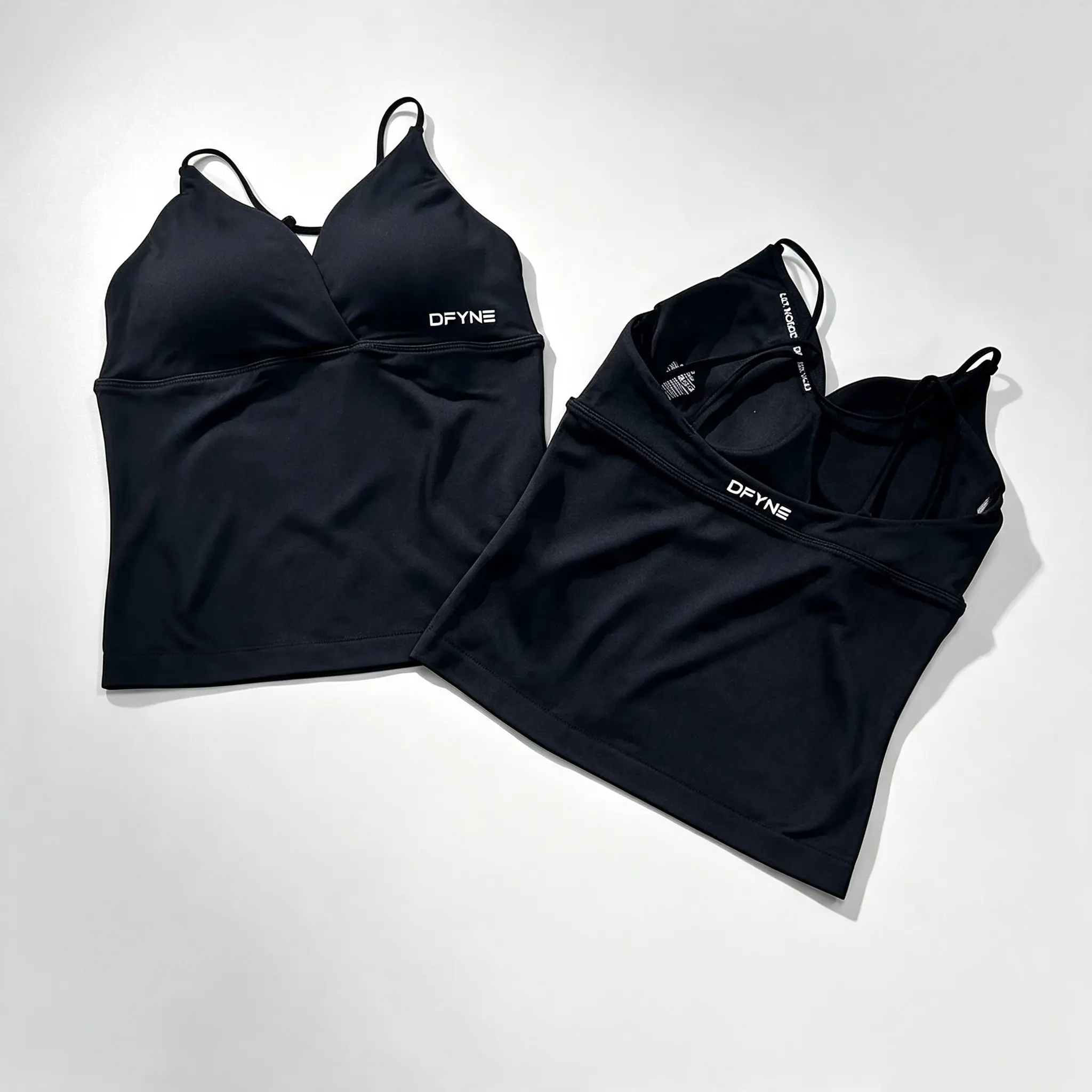 DFYNE New Seamless V-Neck Workout Tank Top for Women, High Stretch Sculpt Compression Yoga Cami, Crisscross Strappy Open Back Sports Bra Tank, Nylon Breathable Slim Fit Athletic Gym Athleisure Summer Tops