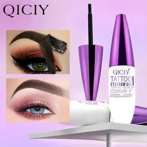QICIY Easy Peel Eyebrow Gel - Waterproof & Sweatproof Long Lasting Black Brown Tattoo Color Film Forming Coverage for All Skin Types Liquid Makeup