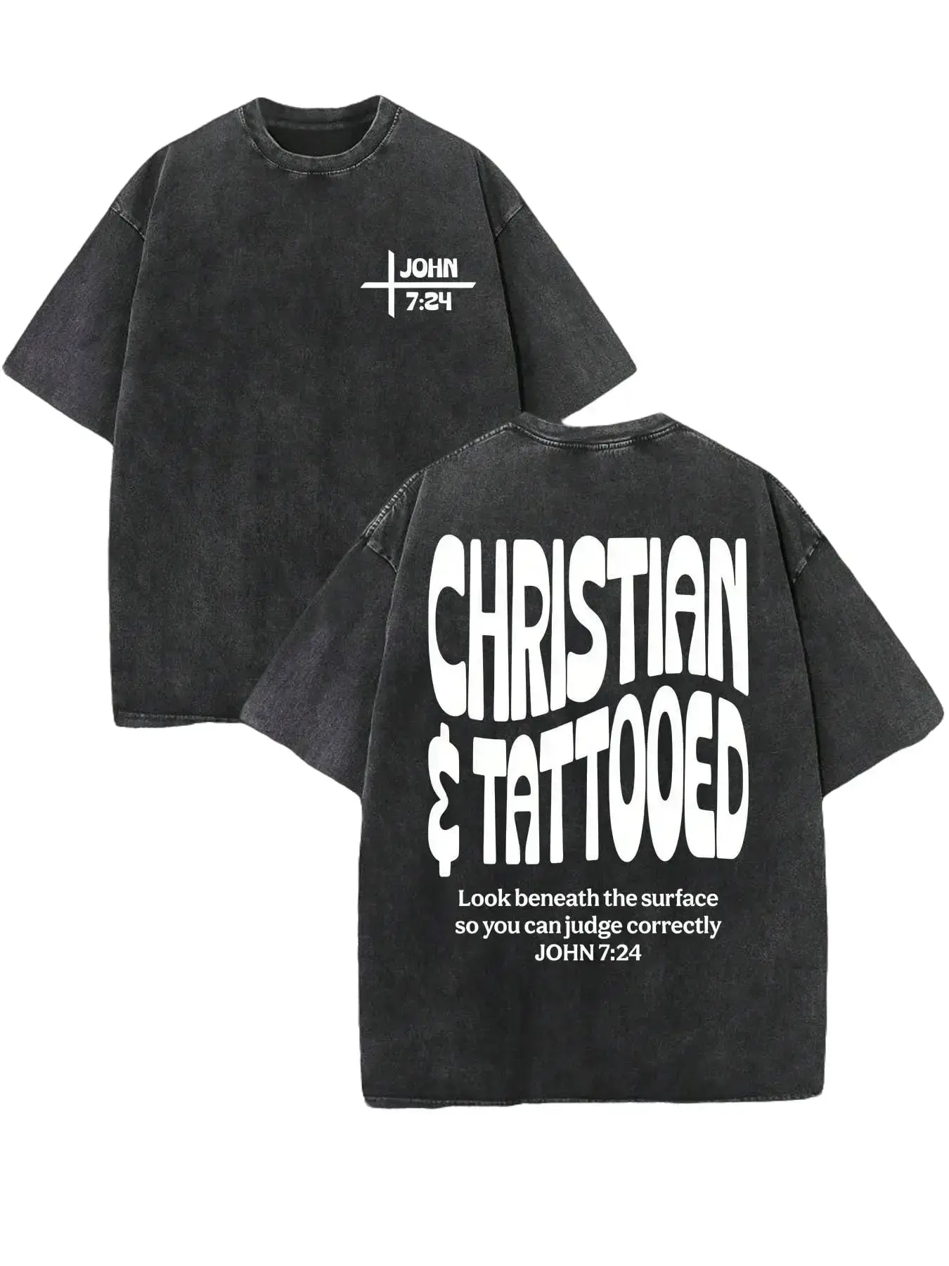 Vintage Washed Double Sided Just A Girl Who Loves Jesus Heart Bubble Text Graphic Tee,Oversized Cute Faith Shirt,Y2K Soft Christian Short Sleeve Unisex Relaxed Fit Stylish Streetwear