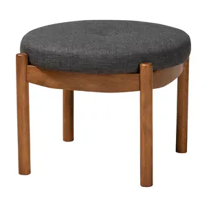 Baxton Studio Iliana Fabric and Wood Ottoman Footstool