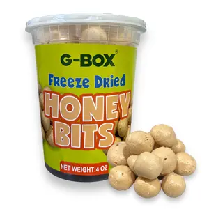 G-BOX Freeze Dried Bit O Honey, 4 OZ, Crunchy Honey & Almond Candy, TikTok Trend Items Featuring Old School Candy Vibes- Perfect for Fans of Freeze DriedCandies, Air-tight Sealed in a Deli Container