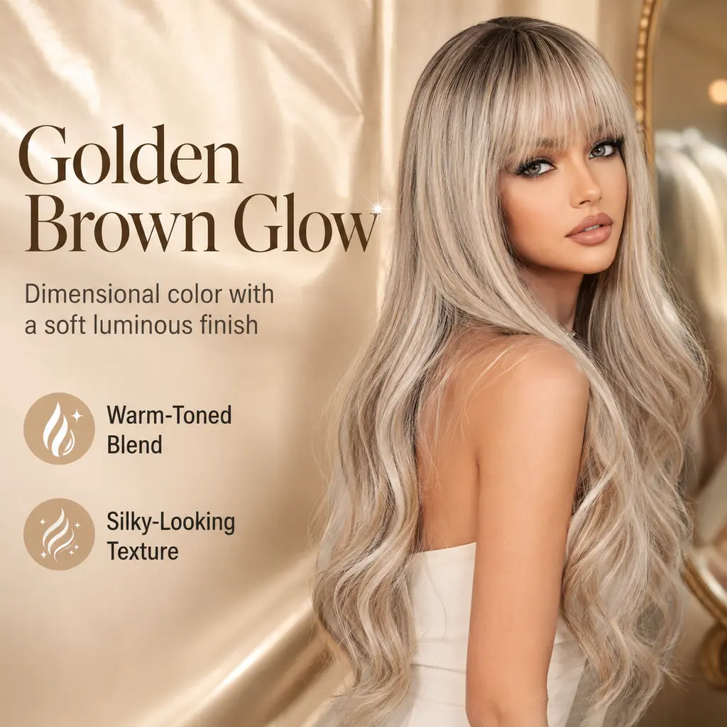 MAISAHNG 28in Platinum Blonde Long Curly Wig with Bangs - Heat-Resistant Synthetic Hair, Natural Appearance, Full Head Coverage, Glueless Hairline, Scalp Effect, Elegant Versatile Style beginner lady gray y human extensions for twistsglueless wigs