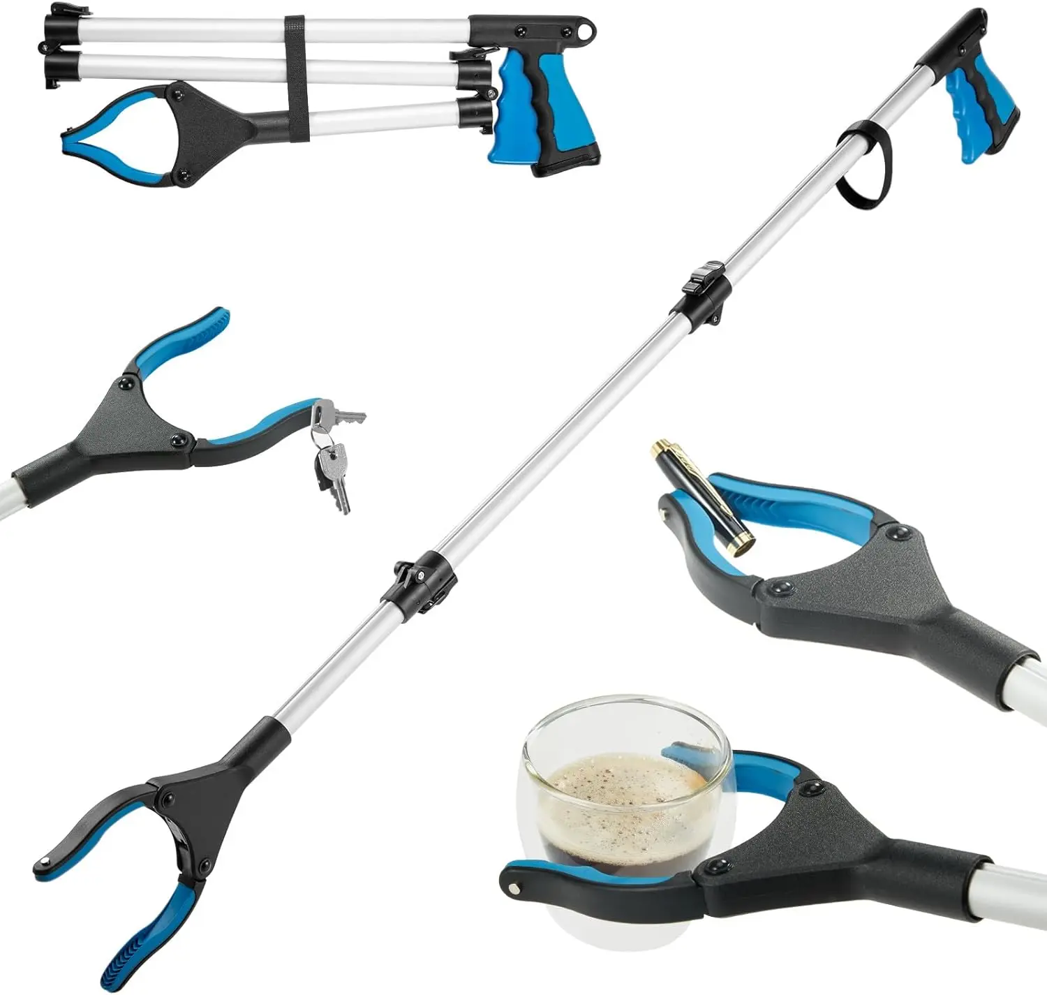 43 Inch Grabber Reacher Tool, Grabbers for Seniors Heavy Duty, Trash Picker Upper Grabber, Collapsible and Easy to Store, Wide Jaw, Grips Items Easily and Securely