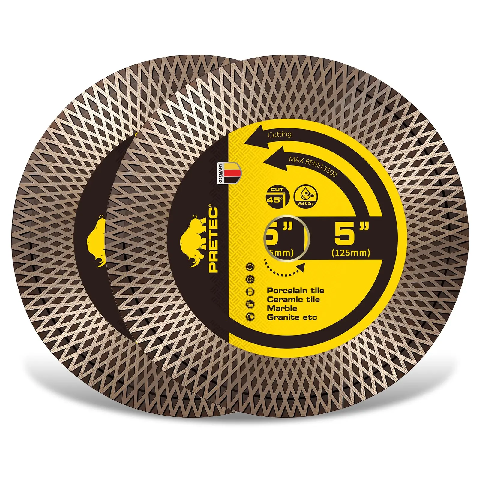 4/4.5/5"Diamond Blades for Angle Grinder, 2 Pack 4/4.5/5"Inch Tile Cutting Diamond Saw Blades for Porcelain Ceramic Granite Marble, 7/8"-20mm Arbor