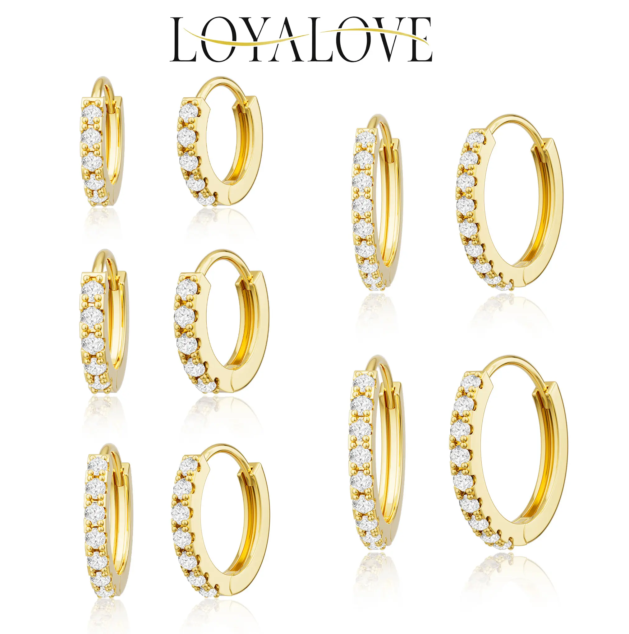 5Pcs Gold Huggie Hoop Earring Sets for Women, S925 Sterling Silver Post 14K Gold Plated CZ Earrings Jewelry Small Hypoallergenic Trendy Waterproof Lightweight Multiple Cartilage Earring