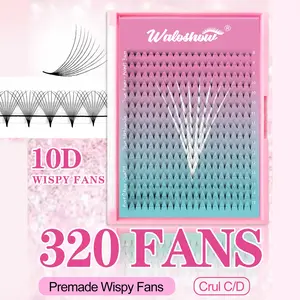 320 Piece False Eyelashes 10D Pointed Pre-made Curl Extension, Mixed Lengths 8-15mm, 0.07/0.05/c/d Curvature