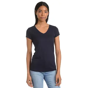 Mott & Bow 1 Pack, 2 Pack, Fitted V-Neck Marcy Tee Soft and Breathable Women's Casual Short Sleeve Shirt Tailored Fit