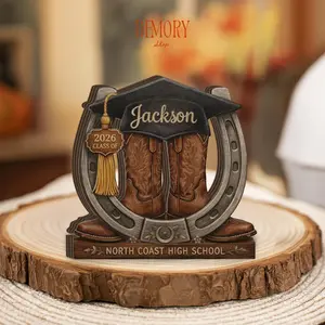 Personalized Graduation Wooden Block, Customized Cowboy Boots Class Of 2026 Gift, Senior Keepsake Western Decor Custom Name