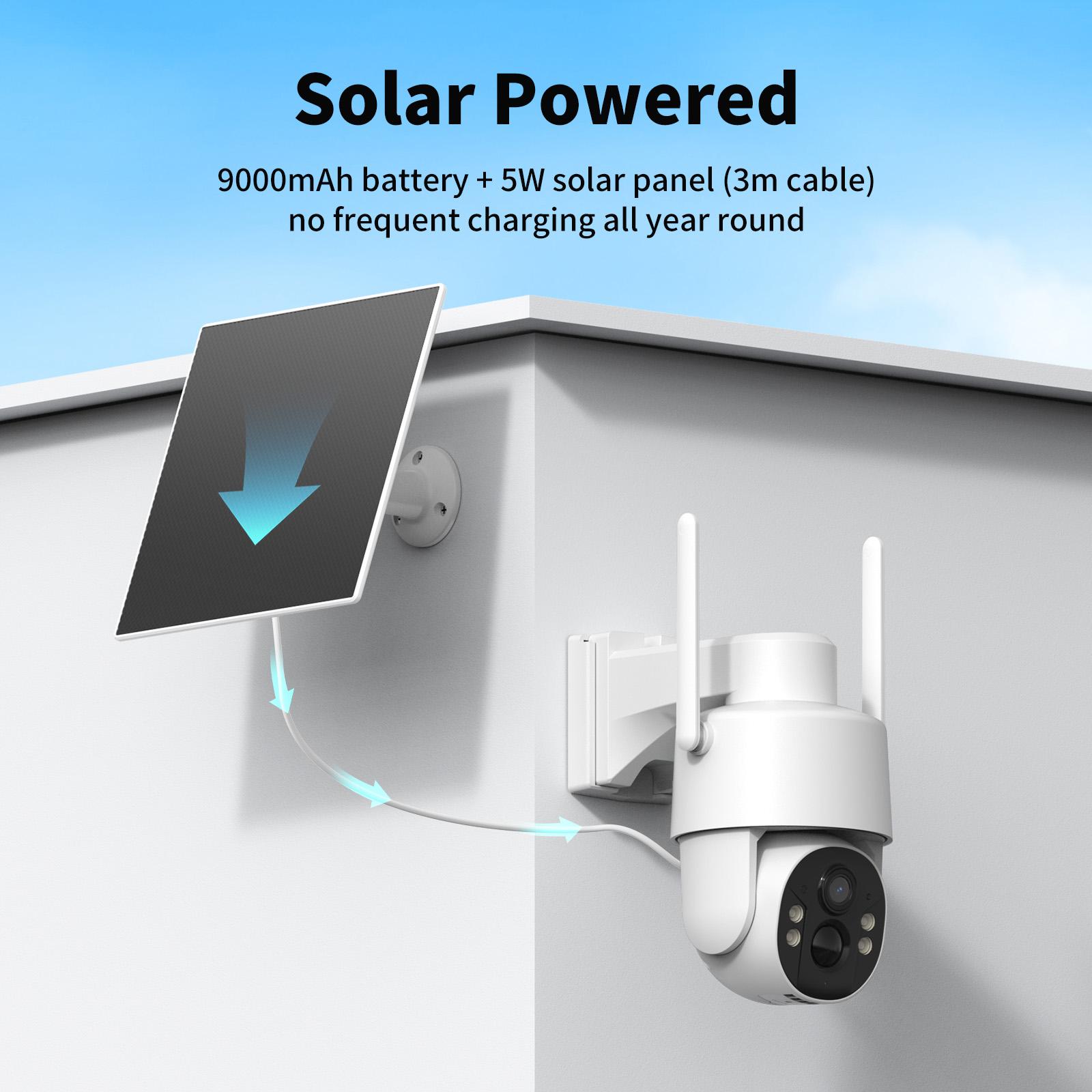 [SummerWins] Solar Powered 4G Security Camera, 4MP HD Color Night Vision, Built-in Cellular Card, No WiFi Outdoor Camera for Farm/Home with IP65 Waterproof, 4G LTE Data Service need activate Monitoring Memory