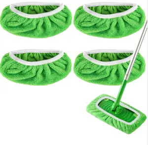 4-Piece Washable Ultra-Fine Fiber Wipes Set, Absorbent Reusable Dry Cleaning Cloth Wet Mop Pads, Rotary Floor Sweeper Replacements for Hardwood & Multi-Surface Cleaning
