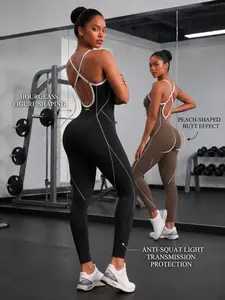 YMZFIT Trendy color-blocked jumpsuit - non-slip squat - fitness wear, yoga, training, and streetwear slimming sportswear