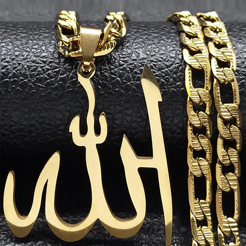 Arabic Allah God Pendant Necklace for Men & Women, Stainless Steel Jewelry for Party, Daily Clothing Decor, Trendy All-match & Exquisite Jewelry for Birthday Gift, Ankh Necklace, Arabic Necklaces