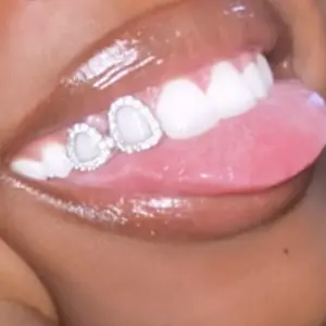 Double Hollow Copper Zirconia Metal Hip Hop Teeth Grills, Valentine's Day Gift Unisex, Stylish and Durable Tooth Accessory, Tooth Gems