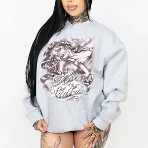 Tears Of A Sad Girl brown Chicano Clothing, Chicana Art, Cholo Chola outfit, Streetwear hoodie, Full size, full color sweatshirts Oversized Loose hoodies for women