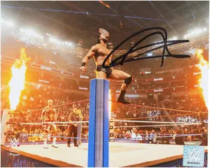 Drew McIntyre WWE Autographed 8" x 10" On Ropes With Fire Photograph - Fanatics Authentic Certified