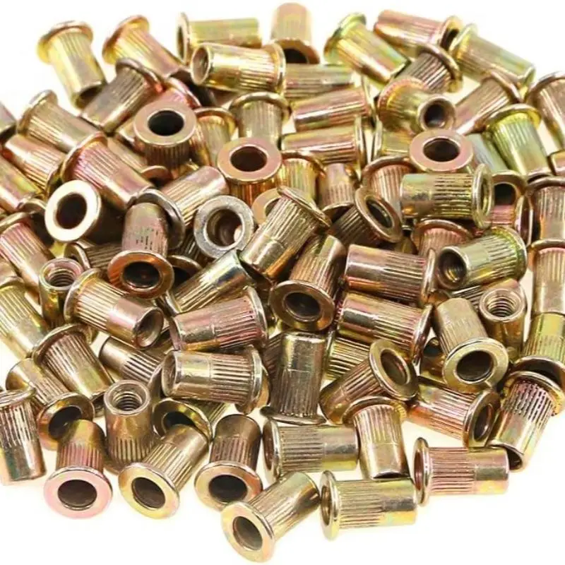 Zinc Plated Rivet Nut Assortment Kit (170pcs), Flat Head Threaded Insertion Nuts for Sheet Metal, Automotive, Furniture, Hardware Tool Kits