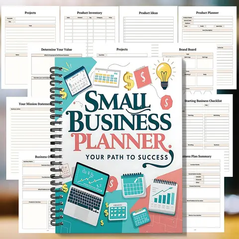 Spiral-Bound Business Planner Notebook, Compact Productivity & Goal-Tracking Journal for Marketing, Management & Finance, Startup Gift