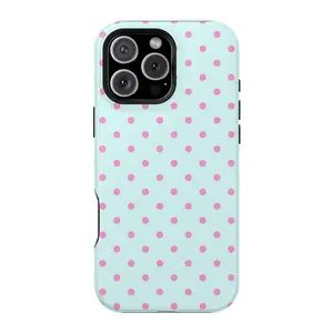 Mint Pink Polka Dots iPhone 17 Case – Cute Aesthetic Phone Case for iPhone 17 / 17 Air / 17 Pro Max