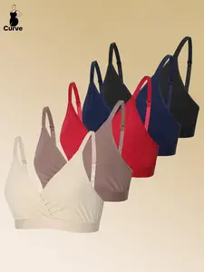 【Plus Size】 Solid Wireless Bra, Soft Comfy Breathable Bralette for Daily Wear, Women's Lingerie for All Seasons