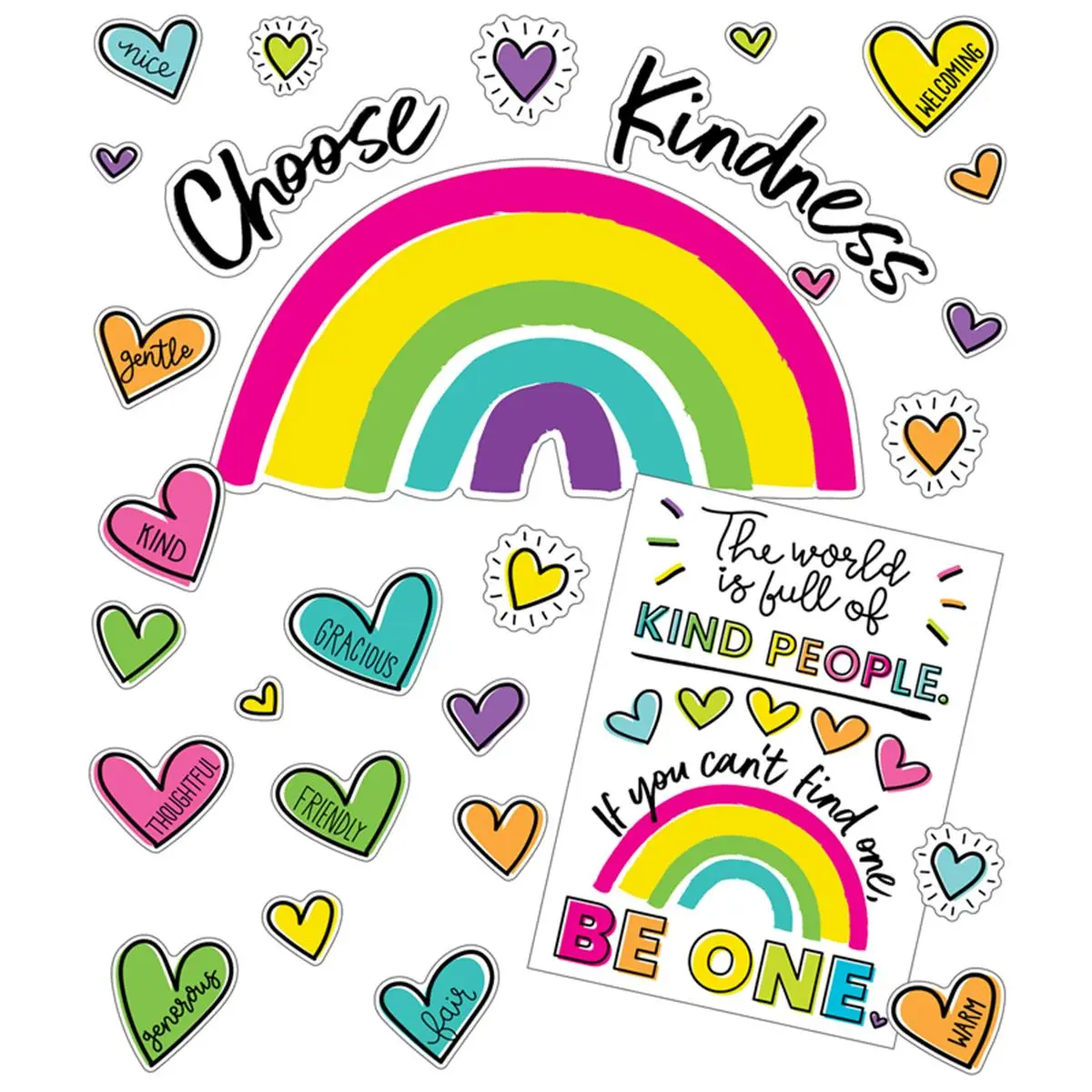Carson Dellosa Education CD-110524 Kind Vibes Choose Kindness Bulletin Board Set for Grade K-8, Multi Color