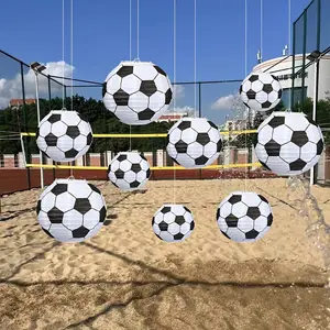 9Pcs football ball paper lantern, DIY foldable paper lampshade, sports theme party decoration, multi-functional celebration decoration, birthday, anniversary, graduation, bachelorette party, festival without electricity