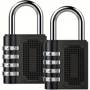 Combination Lock Padlock - [Set of 2] Weatherproof Padlocks with a 4-Digit Smooth Dial, Suitable for Schools, Gyms, Outdoor Shed Storage Lockers - Black Hardware