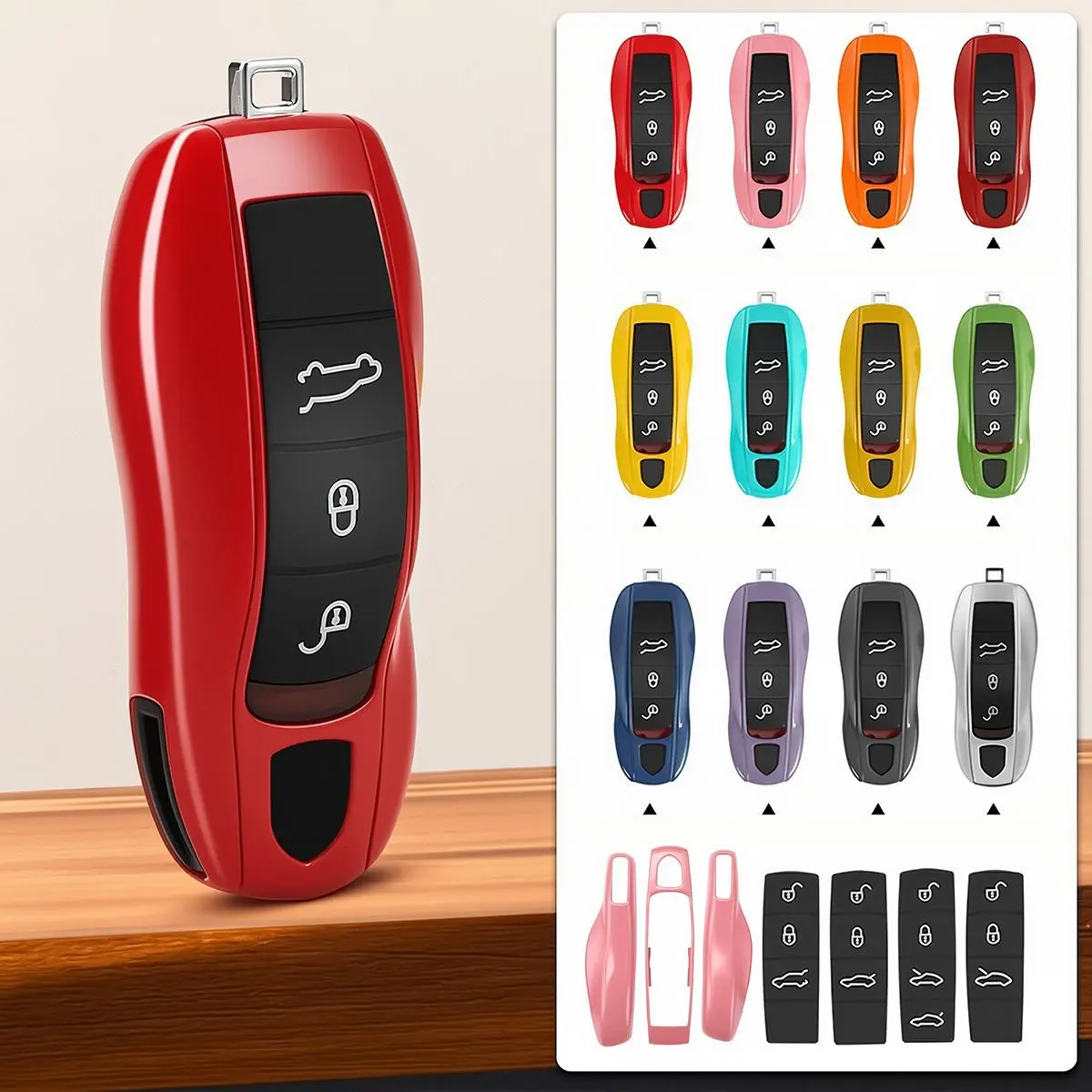 For Porsche Panamera Carrera Macan Boxster Cayman Cayenne Taycan 911 970 981 991 Car Smart Remote Key Case Fob Covers Set S