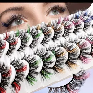 10 Pairs Colored Lashes Natural Eyelashes Fluffy 3D Volume Wispy False Lashes Strips Lightweight Durable Clusters for Lash Volume Boosting