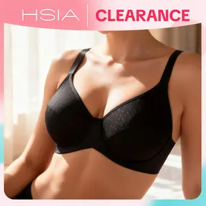 HSIA W Contour Wave Plus Size Breathable Mesh Unlined Non-padded Full Coverage Underwire Bra Support Smooth Comfort Bra Fit for Large Bust
