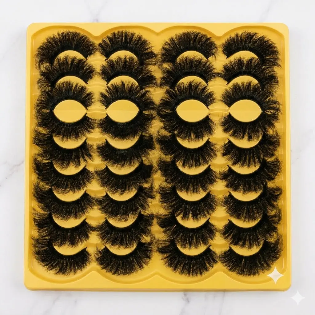 Mink Lashes Fluffy 20mm Volume False Eyelashes 8D Cat Eye Strip Lashes D Curl Dramatic Soft Eyelash 25mm Big Long Lash Strips 14 Pairs Lashes Pack That Look Like Extensions Faux Mink Lashes