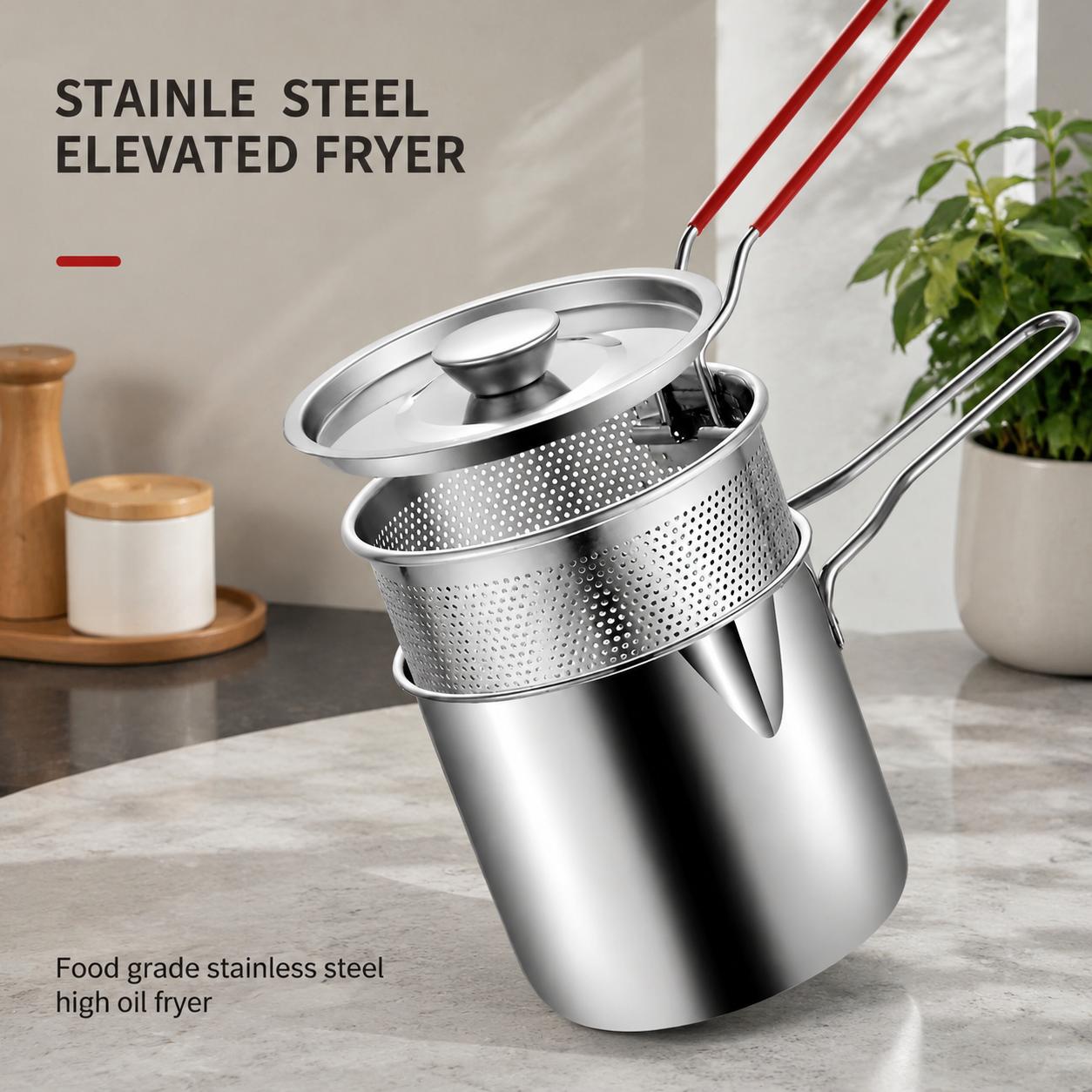 3Pcs Stainless Steel Deep Fryer Set - 5.12*4.72in 1-Person Mini Pot with Fry Pot, Filter Basket & Food Clip, Rust-Resistant Portable Cookware for Home Kitchen Chips, Chicken Wings 3Pcs Stainless Steel Deep Fryer Set - 5.12*4.72in 1-Person Mini Pot with Fry Pot, Filter Basket & Food Clip, Rust-Resistant Portable Cookware for Home Kitchen Chips, Chicken Wings