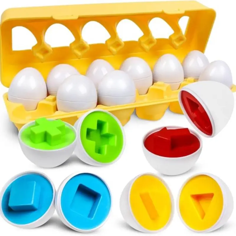 Egg Sensory Toy, Colors and Shapes Sorter Puzzle, 1 Set Early Education Toys for Color & Shape Learning Recognizing & Matching, Sensory Preschool Cogn