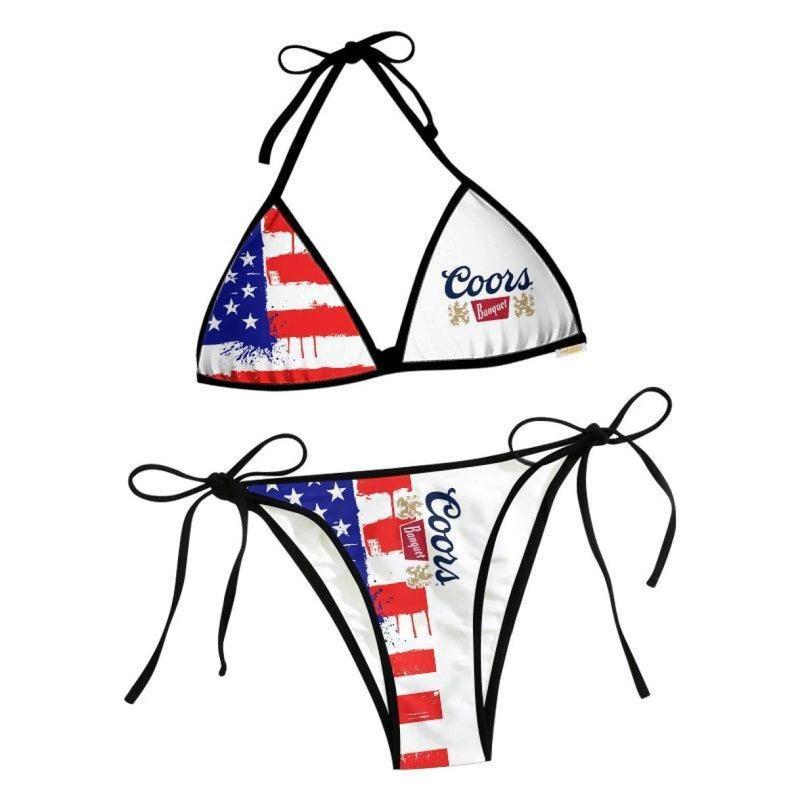 [Made-to-Order] Coor Banquet American Flag Triangle Beach Bikini, Timeless Appeal, Simple and Clean, Vintage Fashion, Classic