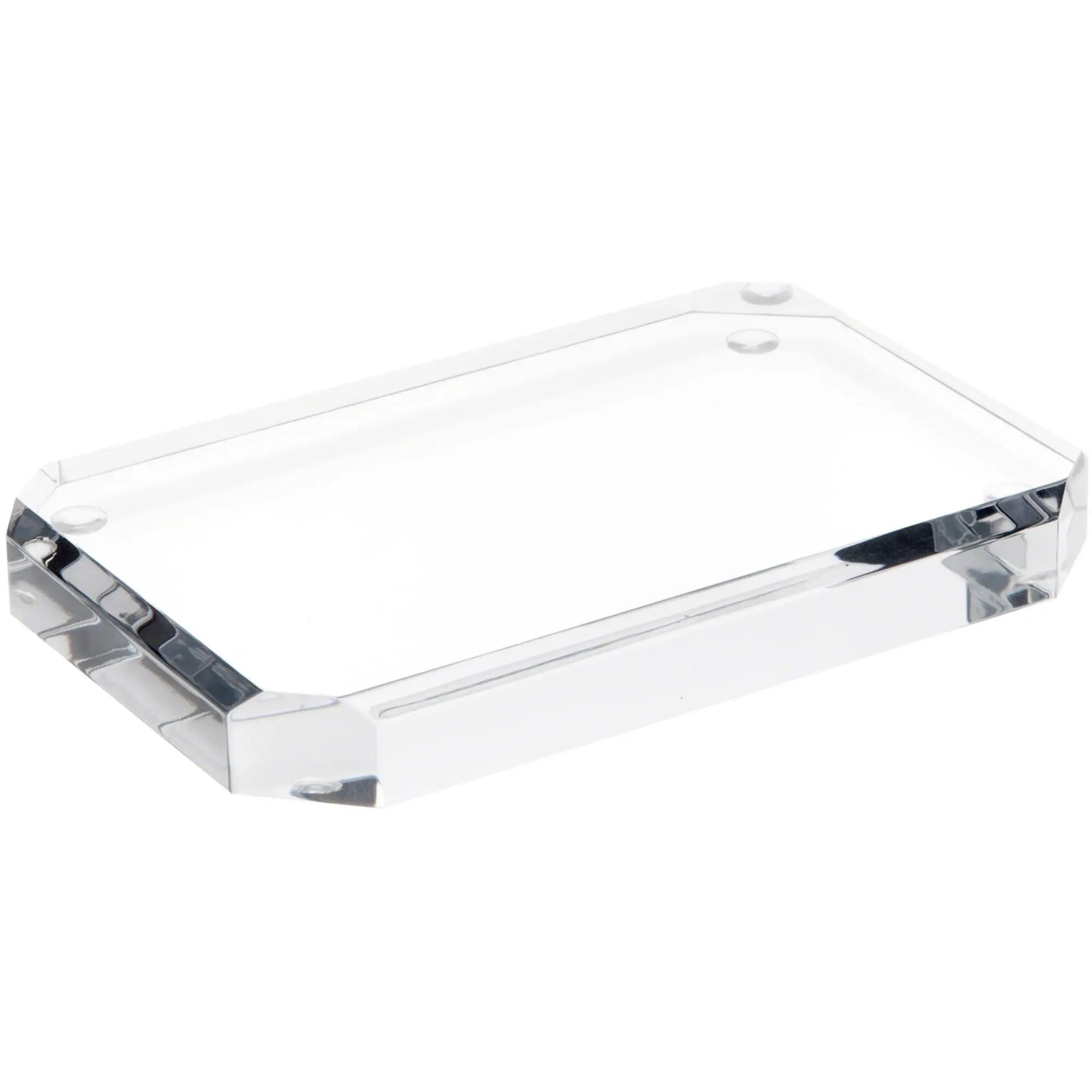Plymor Clear Acrylic Beveled Corner-Cut Rectangular Display Base