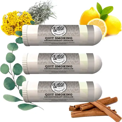 Wild Essentials 3-Pack Quit Smoking Aromatherapy Inhalers - Natural Essential Oil Blend, Portable Durable Adult Personal Inhalers, Made in USA