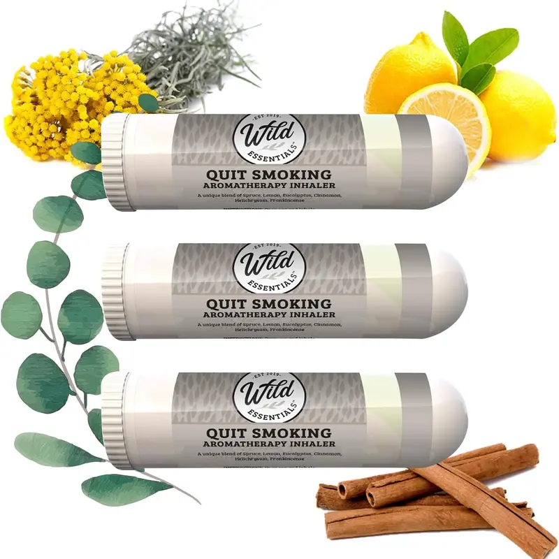Wild Essentials 3-Pack Quit Smoking Aromatherapy Inhalers - Natural Essential Oil Blend, Portable Durable Adult Personal Inhalers, Made in USA