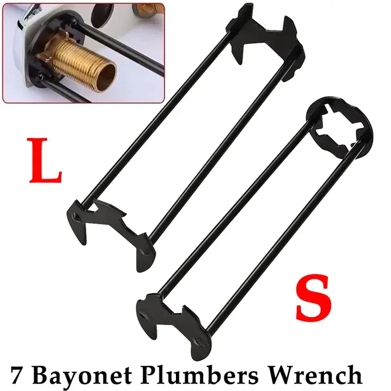 2PCS Plumbers Wrench Plumbing Wrench 7 Sizes Sink Wrench Four-Jaw Hex Under Sink Wrench Faucet Tool Multifunctional Steel for Tight Spaces Pipe Wrench Set