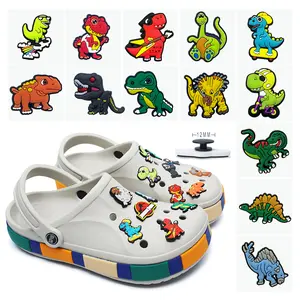 cartoon dinosaur Croc Shoe Charms for Kids Boys Girls Women Men PVC Wristband Sandals Clog Accessories Party Favor with Dragon and Character Designs